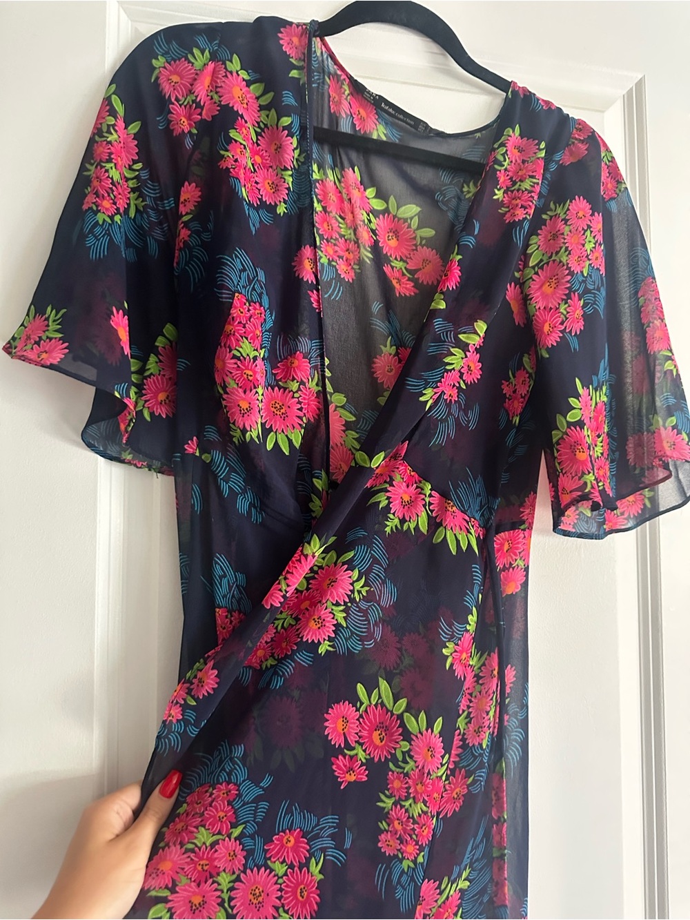 Zara floral sheer wrap dress coverup size L
